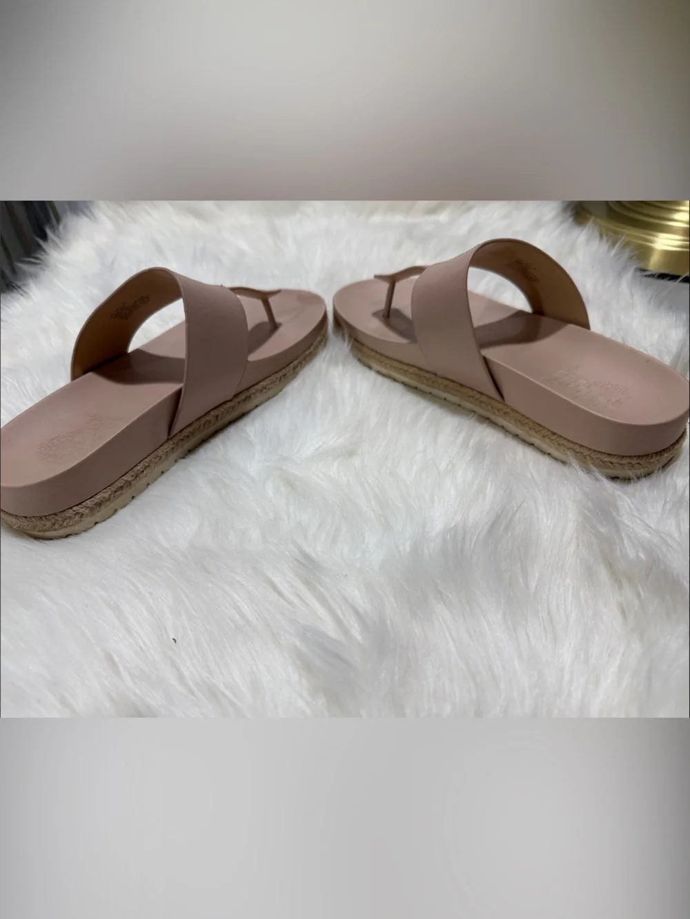 Vince Camuto Blush Espadrille Leather Platform Thong Sandals w/Contoured Bed - 9 - Picture 9 of 16
